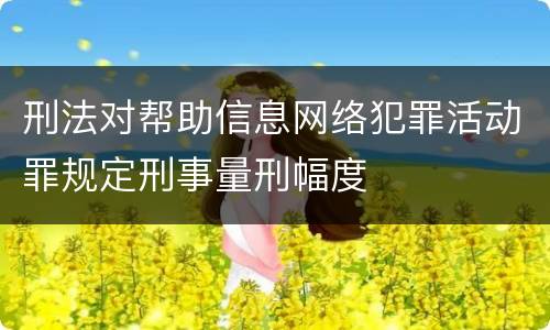 刑法对帮助信息网络犯罪活动罪规定刑事量刑幅度