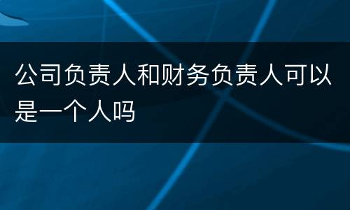 公司负责人和财务负责人可以是一个人吗