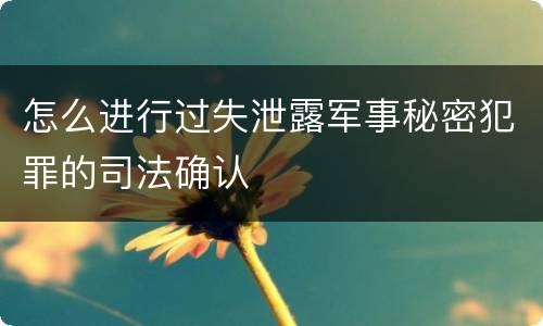 怎么进行过失泄露军事秘密犯罪的司法确认