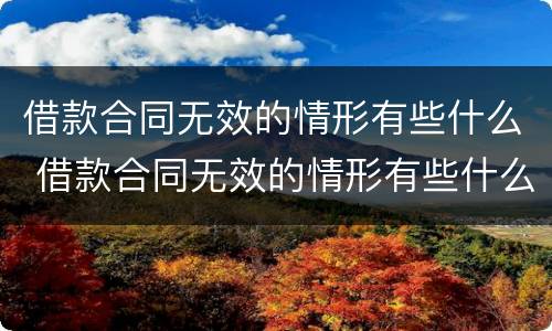 借款合同无效的情形有些什么 借款合同无效的情形有些什么呢
