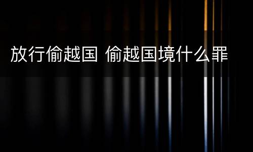 放行偷越国 偷越国境什么罪