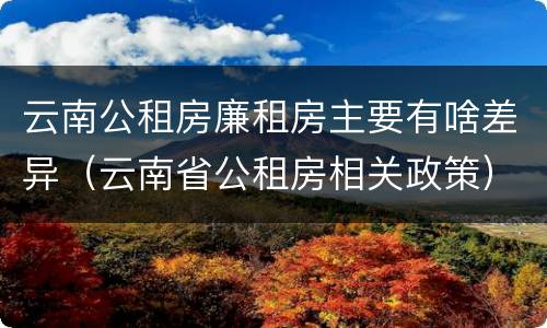 云南公租房廉租房主要有啥差异（云南省公租房相关政策）