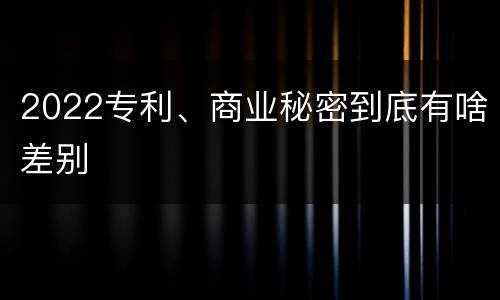 2022专利、商业秘密到底有啥差别