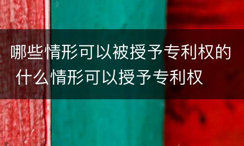 哪些情形可以被授予专利权的 什么情形可以授予专利权