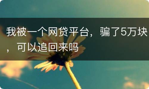 我被一个网贷平台，骗了5万块，可以追回来吗