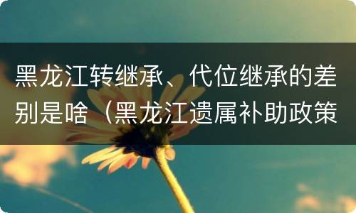 黑龙江转继承、代位继承的差别是啥（黑龙江遗属补助政策最新2020）