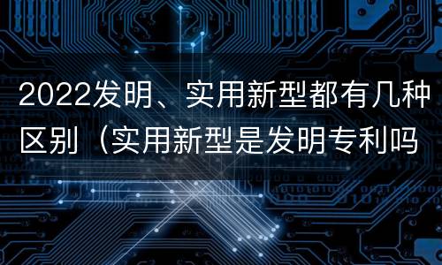 2022发明、实用新型都有几种区别（实用新型是发明专利吗）