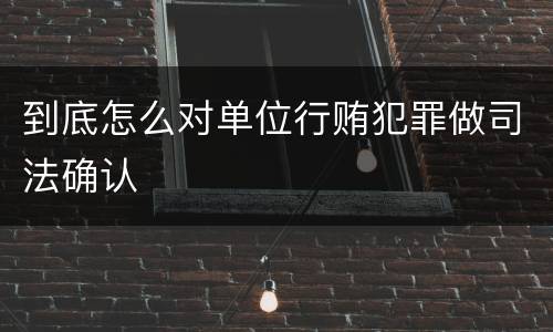 到底怎么对单位行贿犯罪做司法确认
