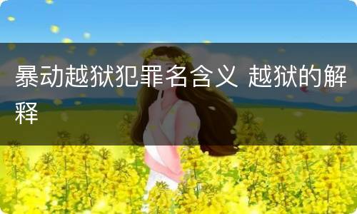 暴动越狱犯罪名含义 越狱的解释