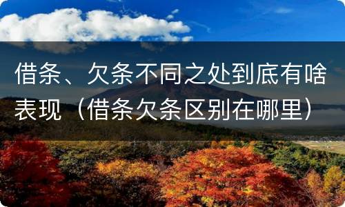 借条、欠条不同之处到底有啥表现（借条欠条区别在哪里）