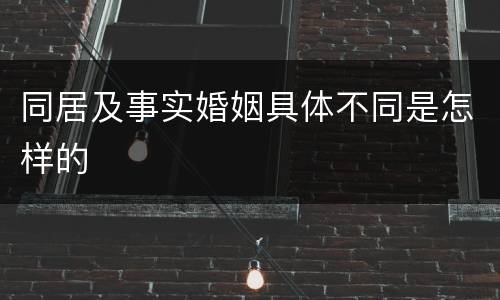 同居及事实婚姻具体不同是怎样的