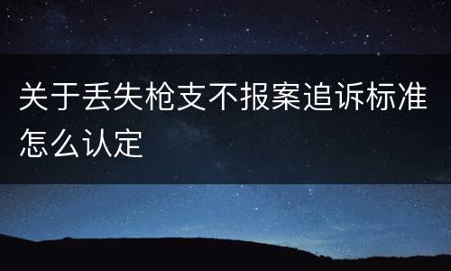 关于丢失枪支不报案追诉标准怎么认定