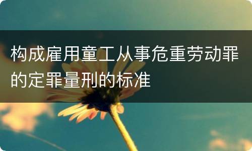 构成雇用童工从事危重劳动罪的定罪量刑的标准