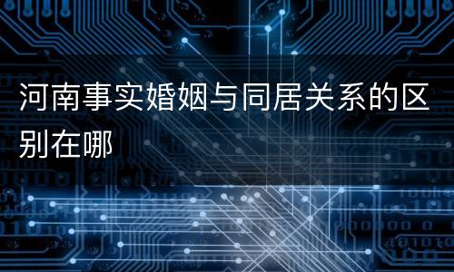 河南事实婚姻与同居关系的区别在哪