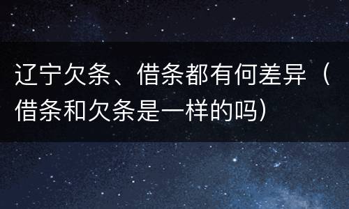 辽宁欠条、借条都有何差异（借条和欠条是一样的吗）