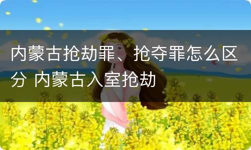 内蒙古抢劫罪、抢夺罪怎么区分 内蒙古入室抢劫
