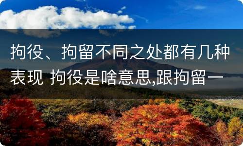 拘役、拘留不同之处都有几种表现 拘役是啥意思,跟拘留一样吗
