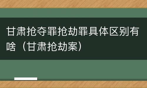 甘肃抢夺罪抢劫罪具体区别有啥（甘肃抢劫案）