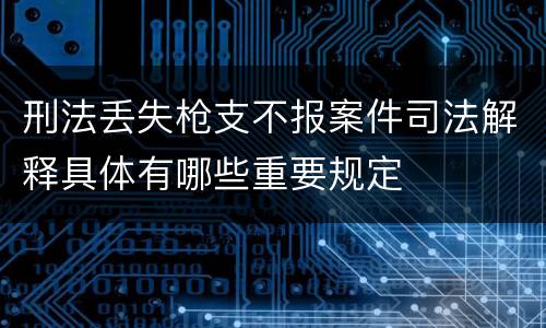 刑法丢失枪支不报案件司法解释具体有哪些重要规定
