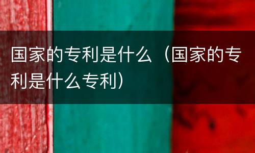 国家的专利是什么（国家的专利是什么专利）