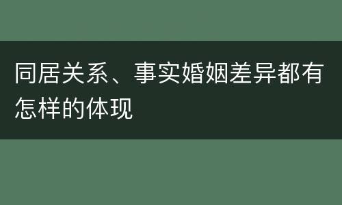 同居关系、事实婚姻差异都有怎样的体现