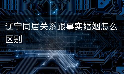 辽宁同居关系跟事实婚姻怎么区别