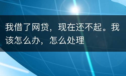 我借了网贷，现在还不起。我该怎么办，怎么处理