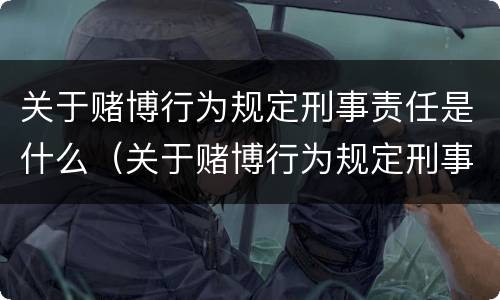 关于赌博行为规定刑事责任是什么（关于赌博行为规定刑事责任是什么意思）