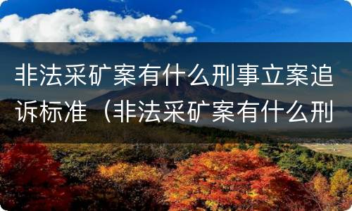 非法采矿案有什么刑事立案追诉标准（非法采矿案有什么刑事立案追诉标准吗）