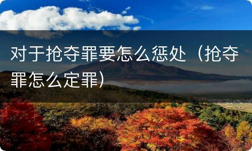 对于抢夺罪要怎么惩处（抢夺罪怎么定罪）