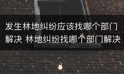 发生林地纠纷应该找哪个部门解决 林地纠纷找哪个部门解决2020年