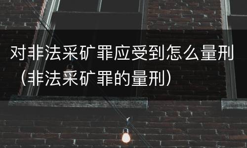 对非法采矿罪应受到怎么量刑（非法采矿罪的量刑）