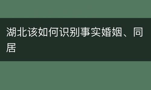 湖北该如何识别事实婚姻、同居