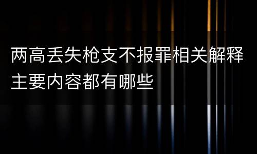 两高丢失枪支不报罪相关解释主要内容都有哪些