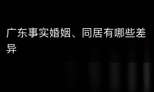 广东事实婚姻、同居有哪些差异