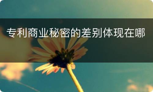 专利商业秘密的差别体现在哪