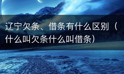 辽宁欠条、借条有什么区别（什么叫欠条什么叫借条）