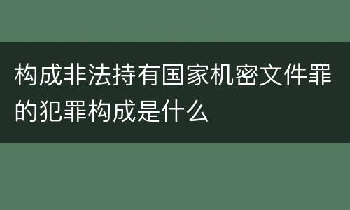 构成非法持有国家机密文件罪的犯罪构成是什么