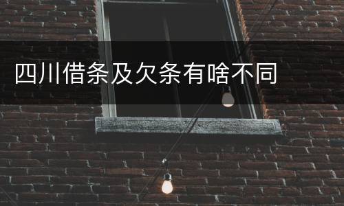 四川借条及欠条有啥不同