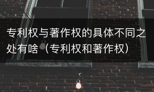 专利权与著作权的具体不同之处有啥（专利权和著作权）