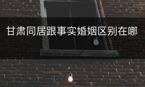 甘肃同居跟事实婚姻区别在哪