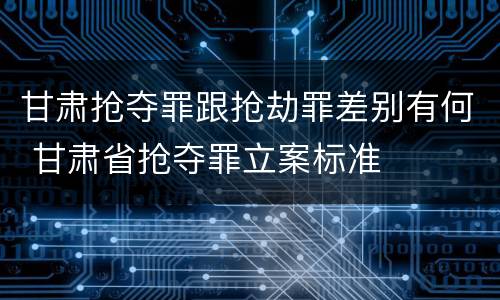 甘肃抢夺罪跟抢劫罪差别有何 甘肃省抢夺罪立案标准