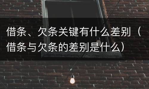 借条、欠条关键有什么差别（借条与欠条的差别是什么）