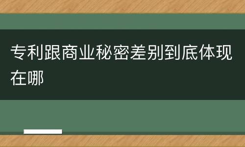 专利跟商业秘密差别到底体现在哪