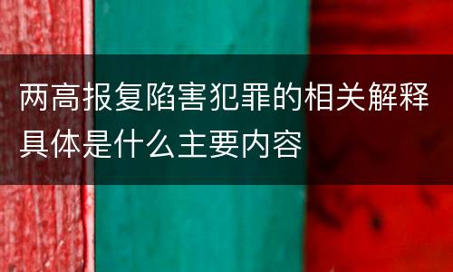 两高报复陷害犯罪的相关解释具体是什么主要内容