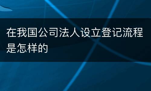 在我国公司法人设立登记流程是怎样的