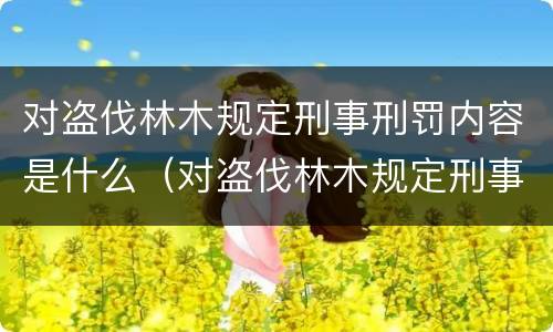 对盗伐林木规定刑事刑罚内容是什么（对盗伐林木规定刑事刑罚内容是什么法律）