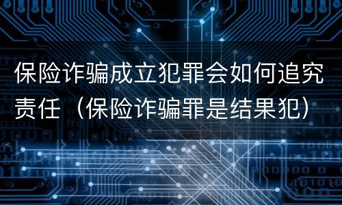 保险诈骗成立犯罪会如何追究责任（保险诈骗罪是结果犯）