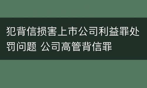 犯背信损害上市公司利益罪处罚问题 公司高管背信罪