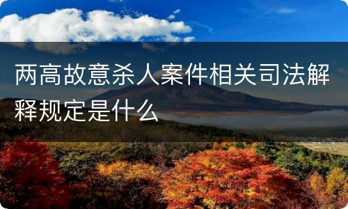 两高故意杀人案件相关司法解释规定是什么